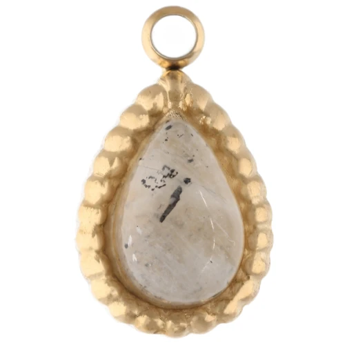 Charm drop 10x6 mm gemstone - Stainless steel 304 Gilded - Labradorite x1