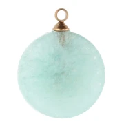 15 mm round charm, sunburst design - 304 gold stainless steel - Amazonite x1