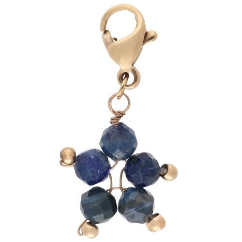 Charms star charm with clasp - 304 Stainless steel Gilded - Lapis lazuli x1