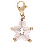 Star-shaped charm with clasp - Gold-plated 304 stainless steel with strawberry quartz tint