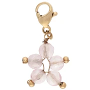 Star-shaped charm with clasp - Gold-plated 304 stainless steel with strawberry quartz tint