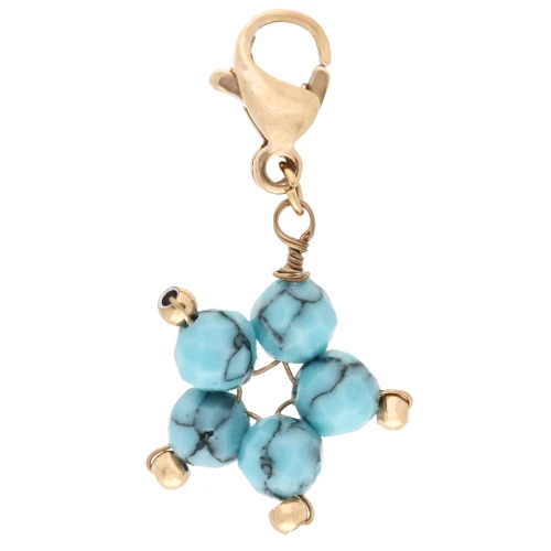 Charms star charm with clasp - 304 Gold Stainless Steel - Imitation Turquoise x1