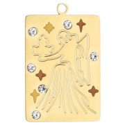 Rectangle pendant 27.5x18 mm - zodiac sign Virgo - 304 stainless steel, gold-plated x1