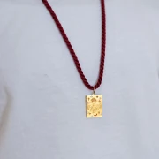 Rectangle pendant 27.5x18 mm - zodiac sign Aries - 304 stainless steel, gold-plated x1