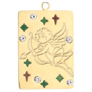 Rectangle pendant 27.5x18mm - zodiac sign Sagittarius - 304 stainless steel, gold-plated|raw }}