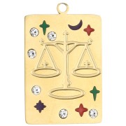 Rectangle pendant 27.5x18 mm - sign of the zodiac Libra - 304 Gold stainless steel|raw }}