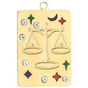 Rectangle pendant 27.5x18 mm - sign of the zodiac Libra - 304 Gold stainless steel