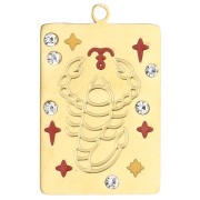 Rectangle pendant 27.5x18 mm - Scorpio zodiac sign - 304 stainless steel, gold-plated|raw }}