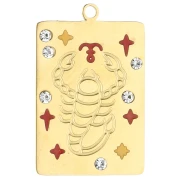 Rectangle pendant 27.5x18 mm - Scorpio zodiac sign - 304 stainless steel, gold-plated