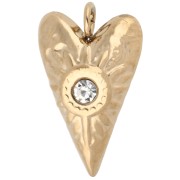 17.5x10 mm elongated heart charm with rhinestones - 304 Gold stainless steel x1|raw }}