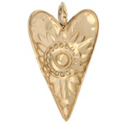 17.5x10 mm elongated heart charm with rhinestones - 304 Gold stainless steel x1