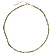 Polyester cord necklace 4 mm - 304 stainless steel - Gold - Khaki x1