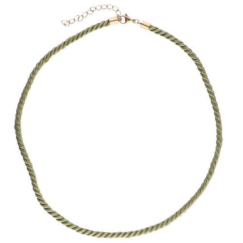 Polyester cord necklace 4 mm - 304 stainless steel - Gold - Khaki x1