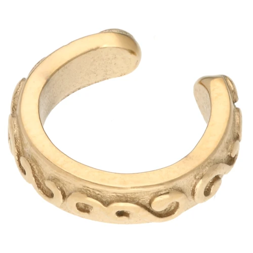 Ear cuff - Bague d'oreille large décor relief 12 mm Acier inoxydable 304 Doré x1