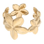 Adjustable flower ring - T.50 to T.61 - Stainless steel 316L Gold x1|raw }}
