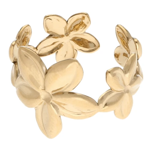 Adjustable flower ring - T.50 to T.61 - Stainless steel 316L Gold x1