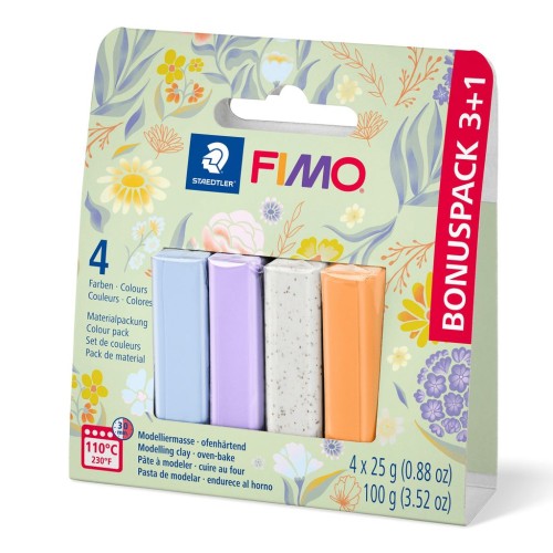 Assortment of 4 colors of Fimo Soft and Effect clay - Floral x1