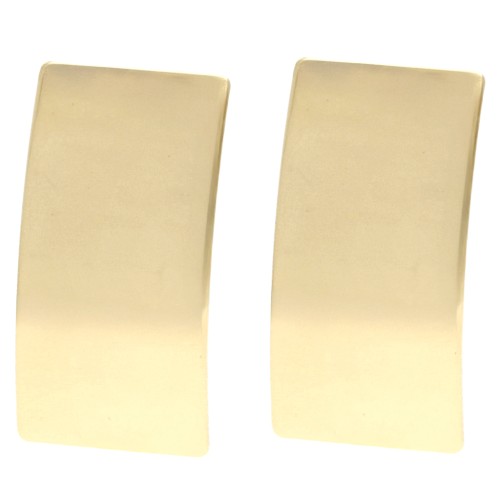 Rectangle stud earrings 25x13 mm with open hoop - Gold x2