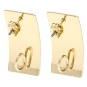 Rectangle stud earrings 25x13 mm with open hoop - Gold x2