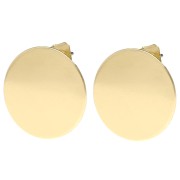 18 mm Round Stud Earrings with Open Hoop - Gold x2