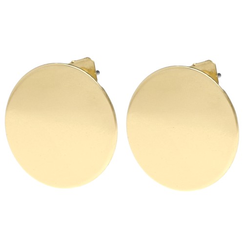 18 mm Round Stud Earrings with Open Hoop - Gold x2