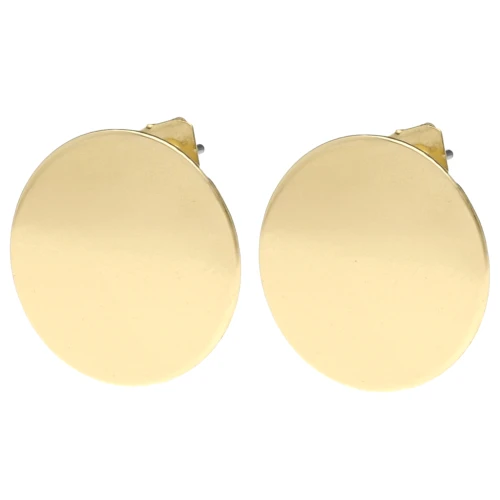 18 mm Round Stud Earrings with Open Hoop - Gold x2