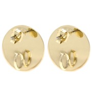 18 mm Round Stud Earrings with Open Hoop - Gold x2