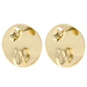 18 mm Round Stud Earrings with Open Hoop - Gold x2