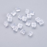 6 mm clover-shaped silicone earring backs for earstuds - Clear x10
