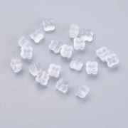 6 mm clover-shaped silicone earring backs for earstuds - Clear x10