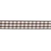 10 mm polyester gingham ribbon - Brown - White x1m