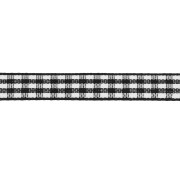 10 mm polyester gingham ribbon - Black - White x1m