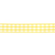 10 mm polyester gingham ribbon - Yellow - White x1m
