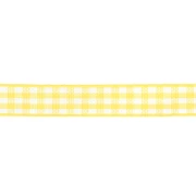 10 mm polyester gingham ribbon - Yellow - White x1m