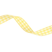10 mm polyester gingham ribbon - Yellow - White x1m