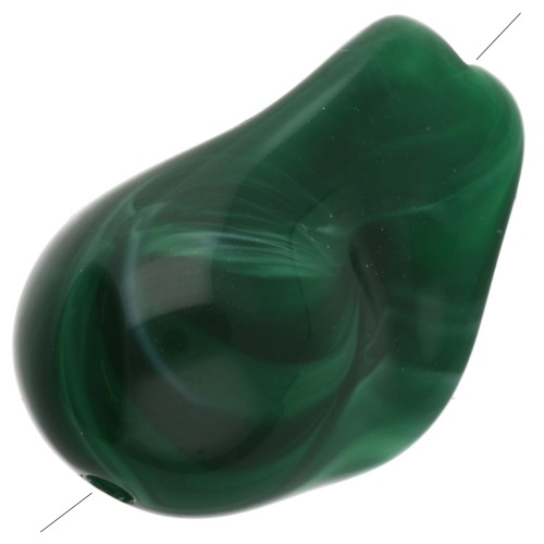 21x15 mm irregular beads in opaque resin - Dark green marbled x10