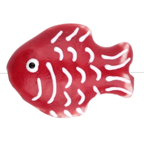 Ceramic fish bead 27x20 mm - Red - White x1