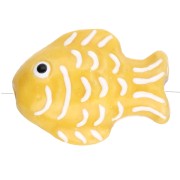 Ceramic fish bead 27x20 mm - Yellow - White x1