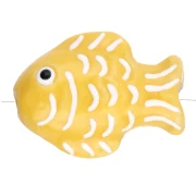Ceramic fish bead 27x20 mm - Yellow - White x1
