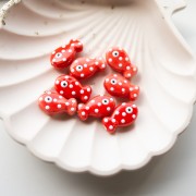 Ceramic fish bead 19x11.5 mm - Red - White x1
