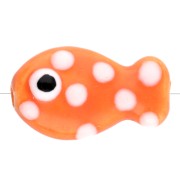 Ceramic fish bead 19x11.5 mm - Orange - White x1