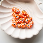 Ceramic fish bead 19x11.5 mm - Orange - White x1