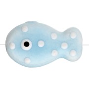 19x11.5 mm ceramic fish bead - Sky blue - White x1
