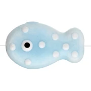 19x11.5 mm ceramic fish bead - Sky blue - White x1