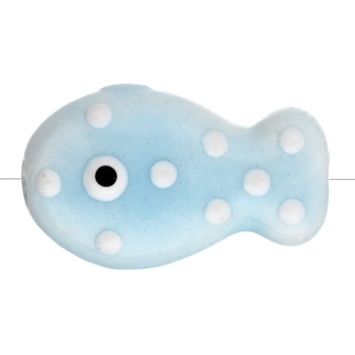 19x11.5 mm ceramic fish bead - Sky blue - White x1