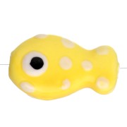 Ceramic fish bead 19x11.5 mm - Yellow - White x1