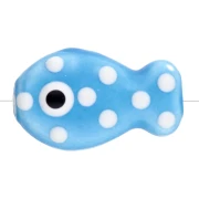 Ceramic fish bead 19x11.5 mm - Blue - White x1