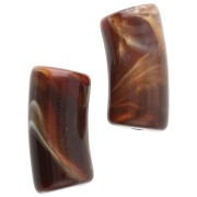 Curved tube beads 29x14 mm in opaque acrylic - Marbled Dark Brown - Beige x10
