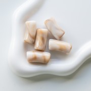 Curved tube beads 29x14 mm in opaque acrylic - Marbled Beige - Brown x10