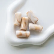 Curved tube beads 29x14 mm in opaque acrylic - Marbled Beige - Brown x10